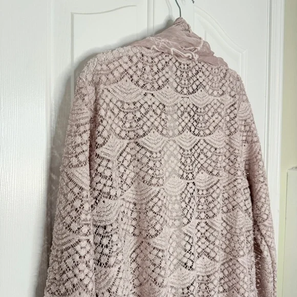 Women’s Cardigan Lace Pink Embroidered Boho Size XXL - Picture 5 of 12